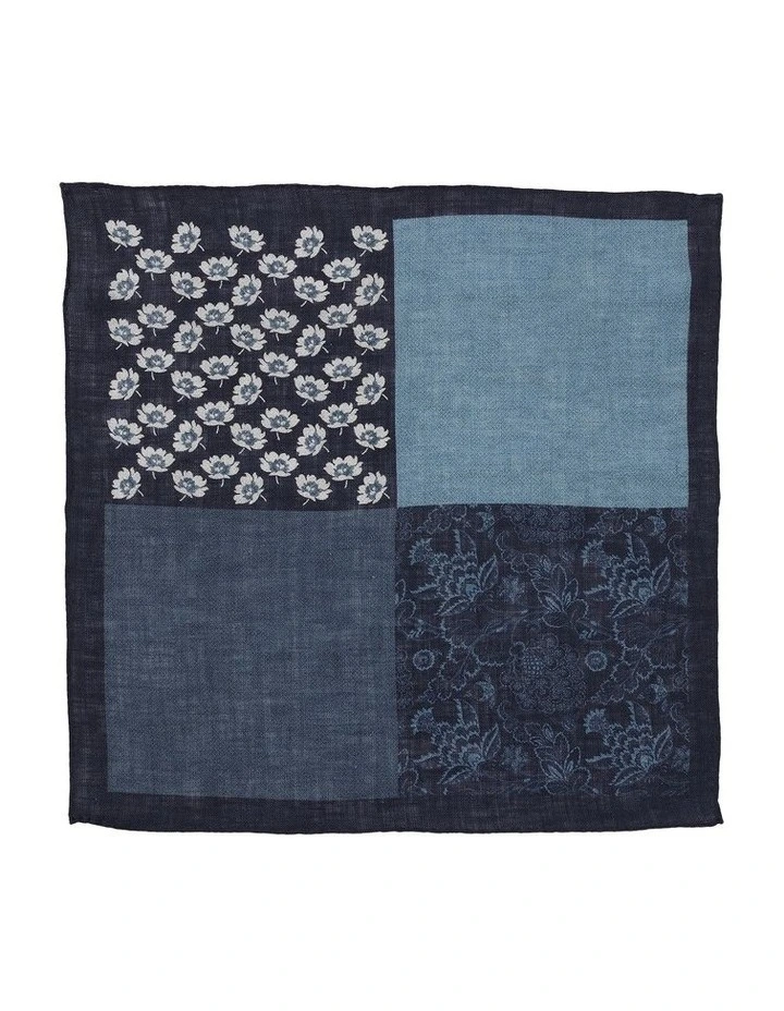 Linen 4-Way Pocket SquareIn Denim image 1