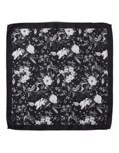Magnolia Silk Pocket Square in Black/White
