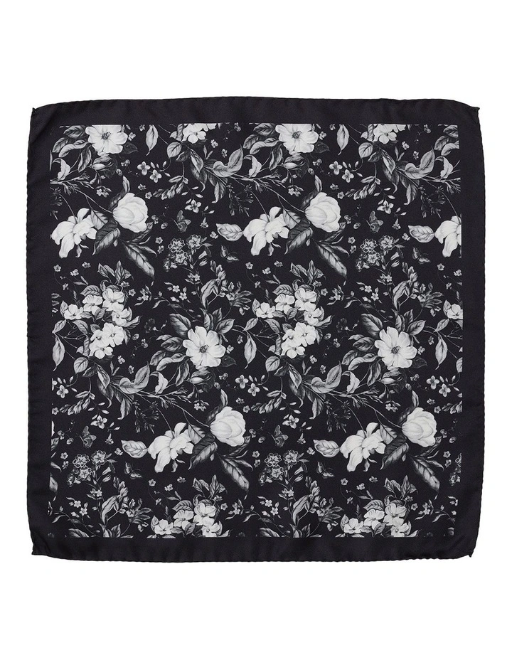 Magnolia Silk Pocket Square in Black/White image 1