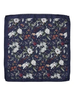 Magnolia Silk Pocket Square in Navy