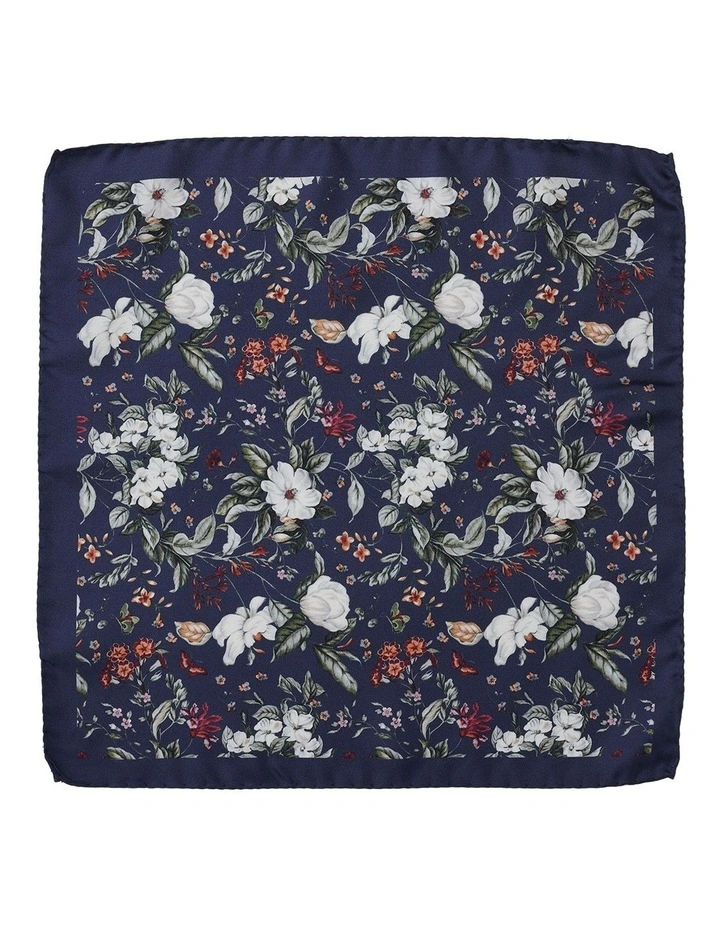Magnolia Silk Pocket Square in Navy image 1