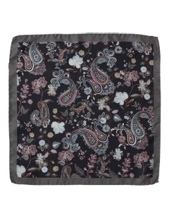 Peony Paisley Silk Pocket Square in Taupe