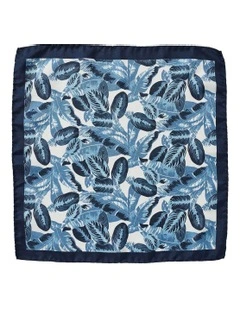 Leaves Silk Pocket Square in Blue