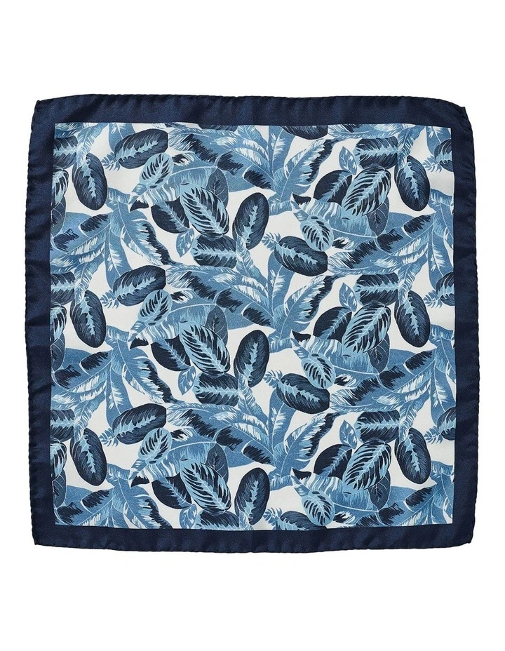 Leaves Silk Pocket Square in Blue image 1