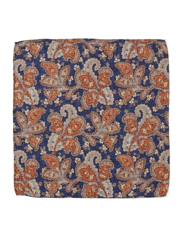 Soft Paisley Silk Pocket Square In Orange image 1