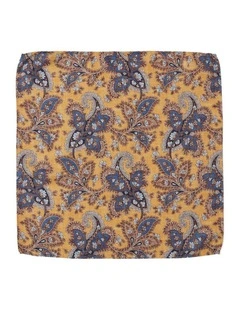 Soft Paisley Silk Pocket Square In Yellow