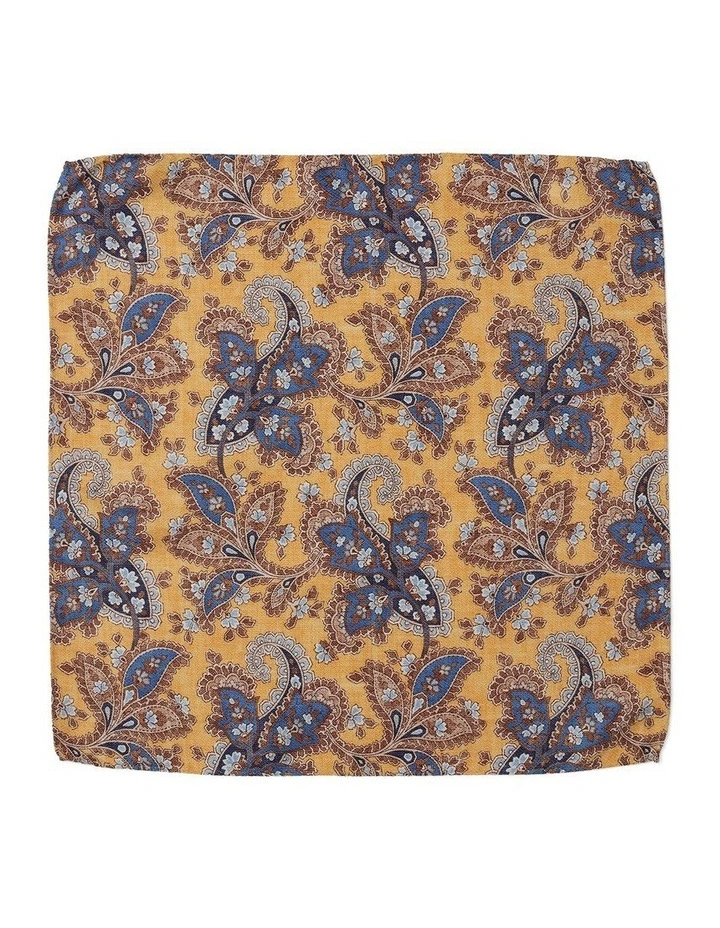 Soft Paisley Silk Pocket Square In Yellow image 1