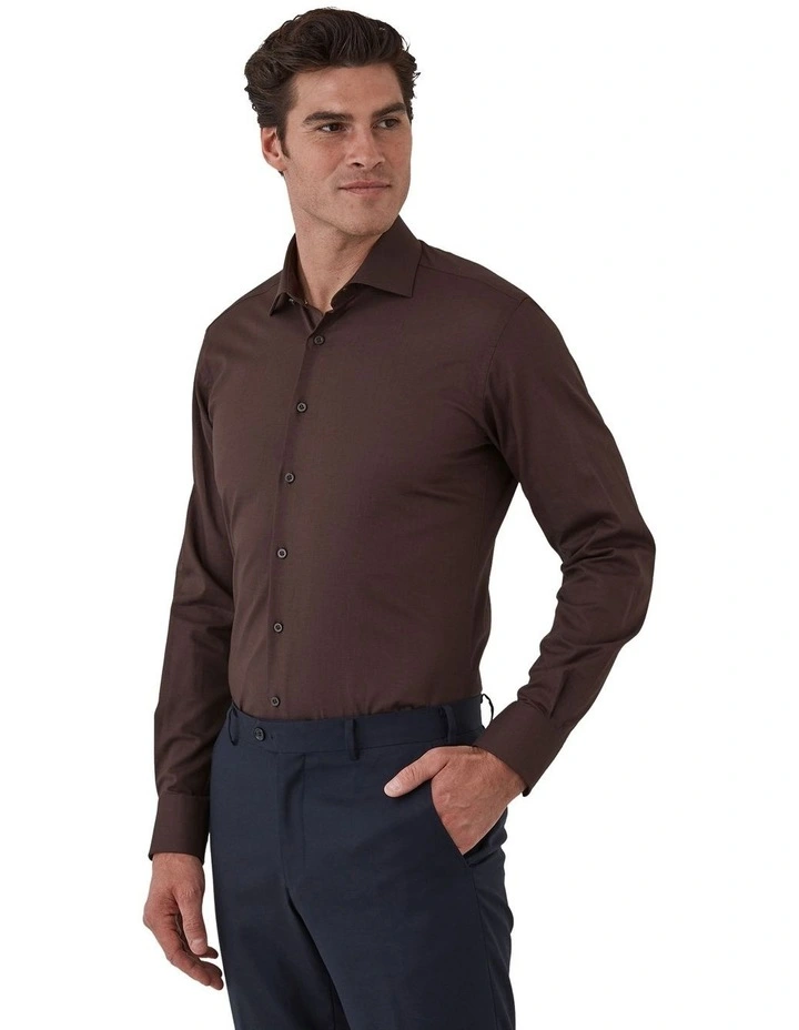 Hadfield Modern Fit Shirt In Brown image 3