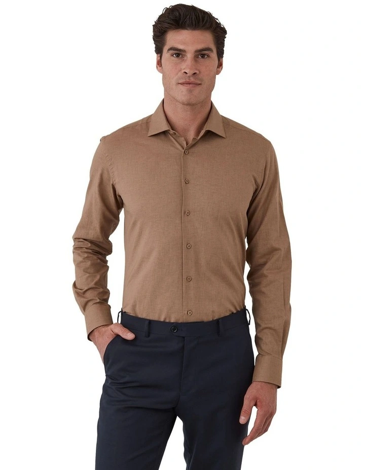 Hadfield Modern Fit Shirt In Coffee image 1