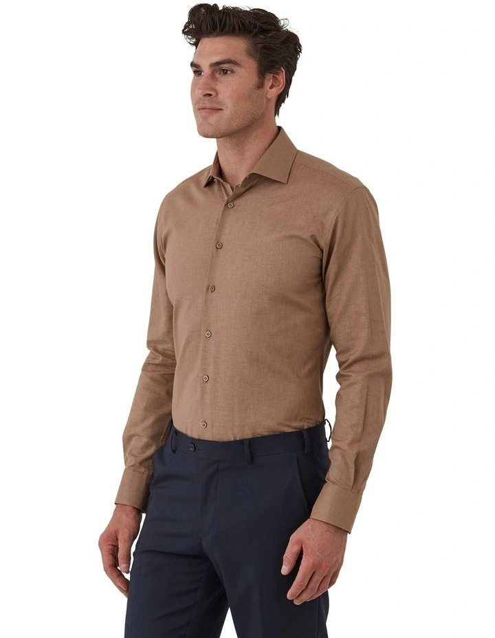 Hadfield Modern Fit Shirt In Coffee image 3