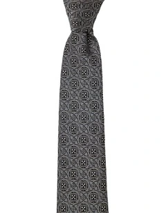 Quatrefoil Silk Tie In Pewter