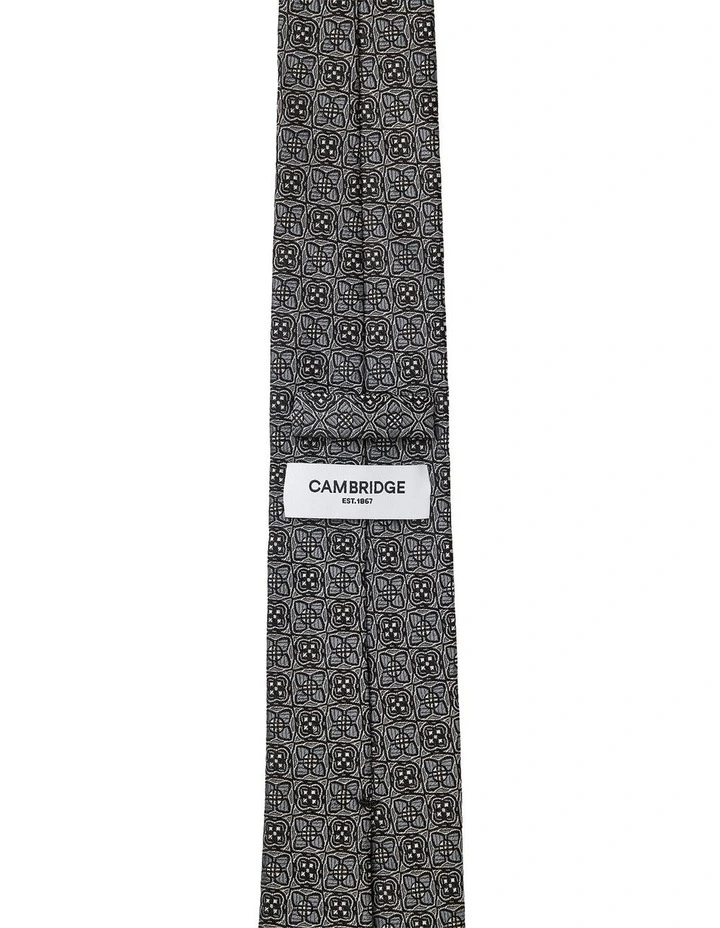 Quatrefoil Silk Tie In Pewter image 2
