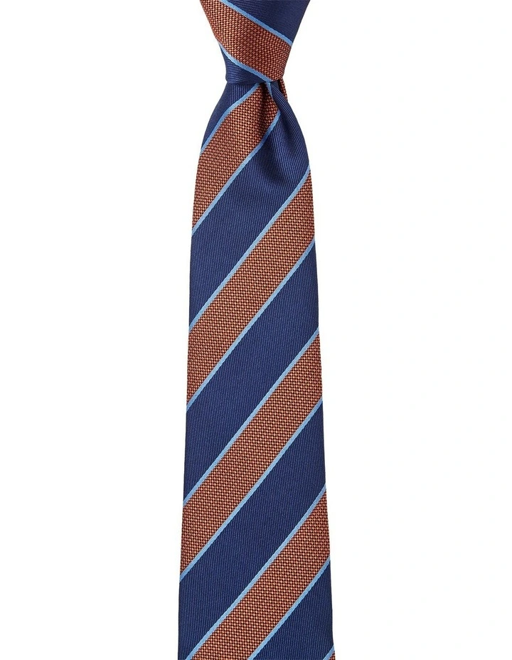Awning Stripe Silk Tie in Rust image 1