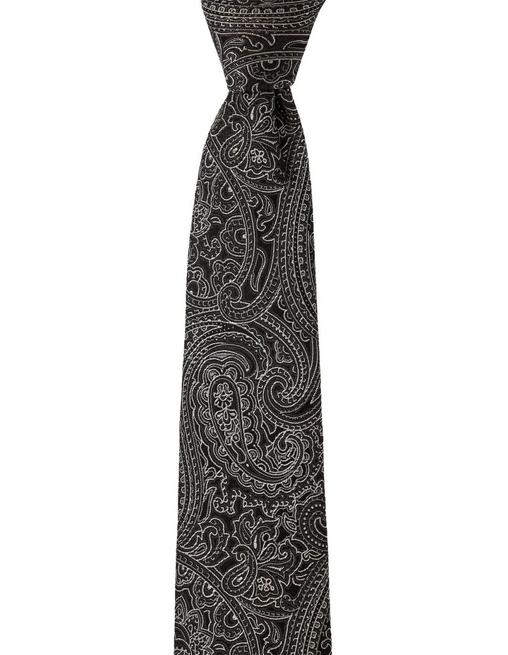 Paisley Silk Tie in Black image 1
