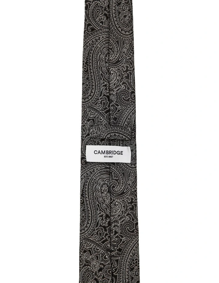 Paisley Silk Tie in Black image 2