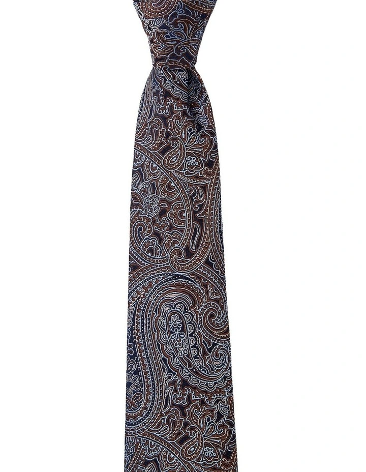Paisley Silk Tie in Chocolate image 1