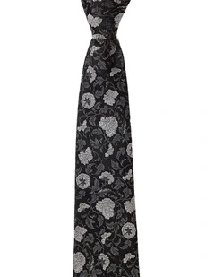 Carnations Silk Tie in Black