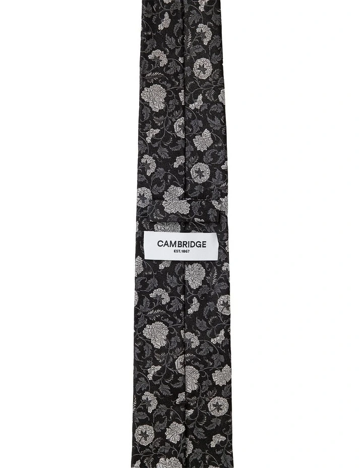 Carnations Silk Tie in Black image 2