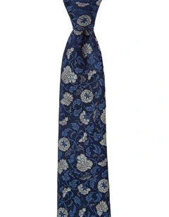 Carnations Silk Tie in Blue