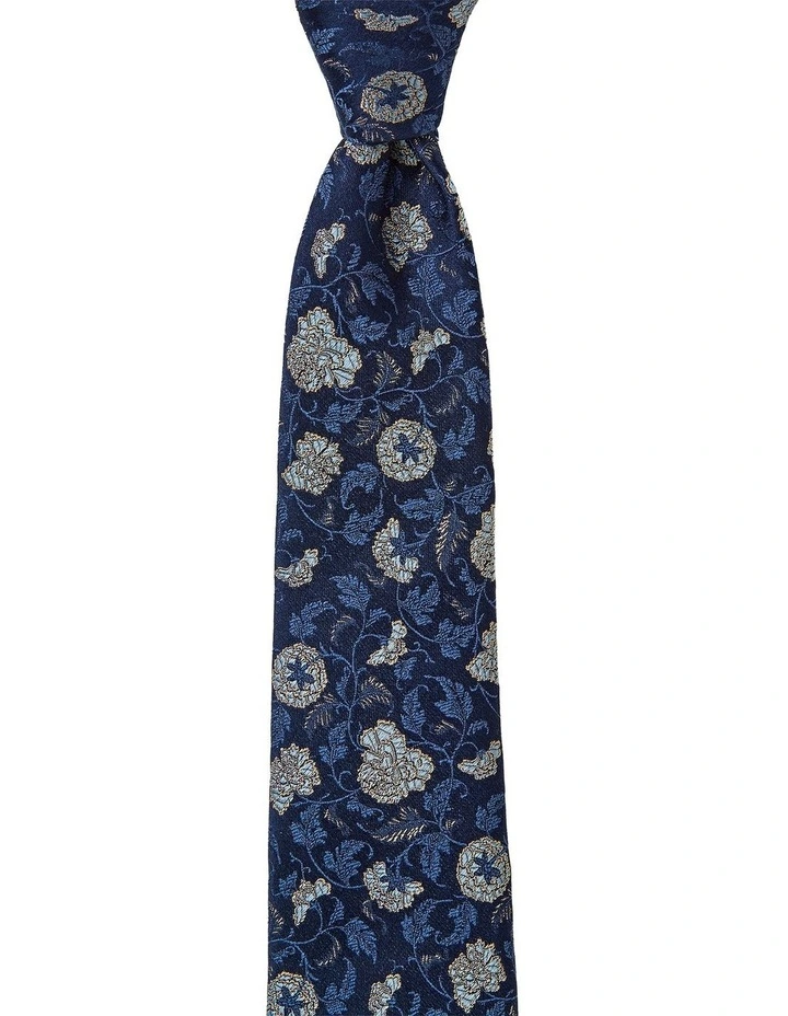 Carnations Silk Tie in Blue image 1