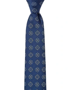 Matte Foulard Silk Tie in Blue