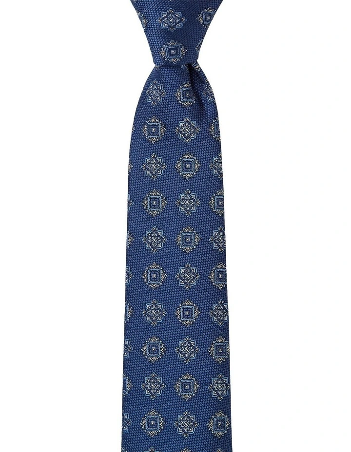 Matte Foulard Silk Tie in Blue image 1