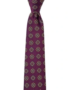 Matte Foulard Silk Tie in Wine