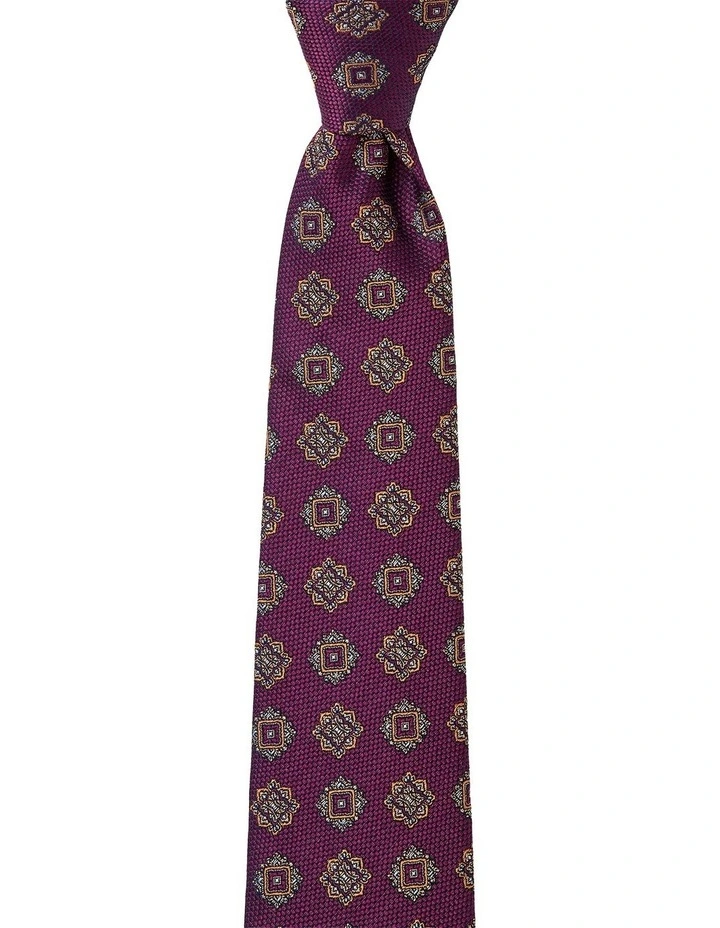 Matte Foulard Silk Tie in Wine image 1