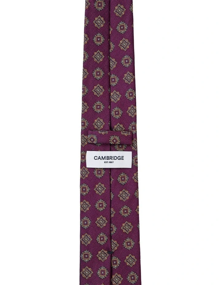 Matte Foulard Silk Tie in Wine image 2