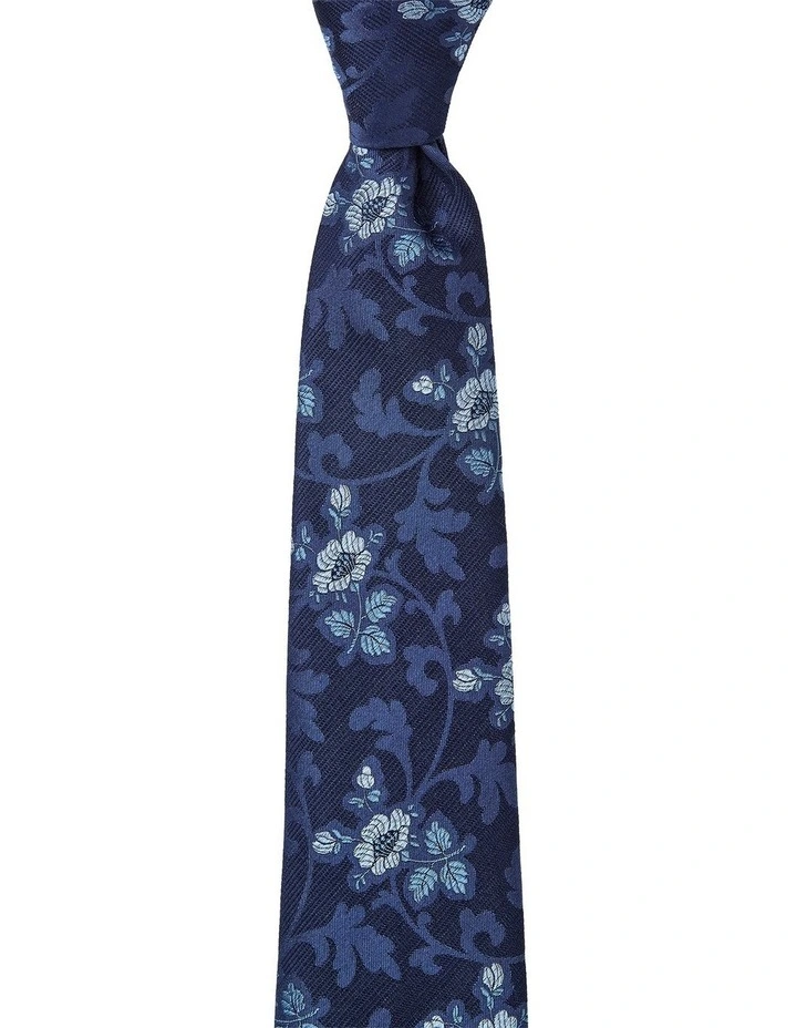 Vine Floral Silk Tie in Blue image 1