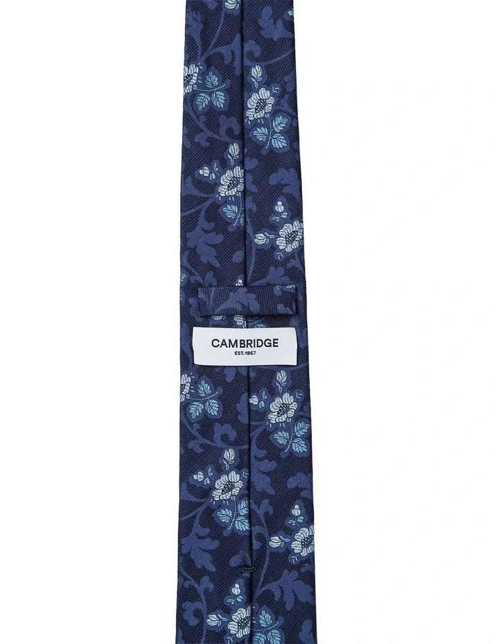 Vine Floral Silk Tie in Blue image 2