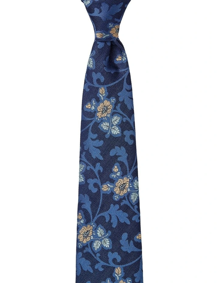 Vine Floral Silk Tie in Blue image 1