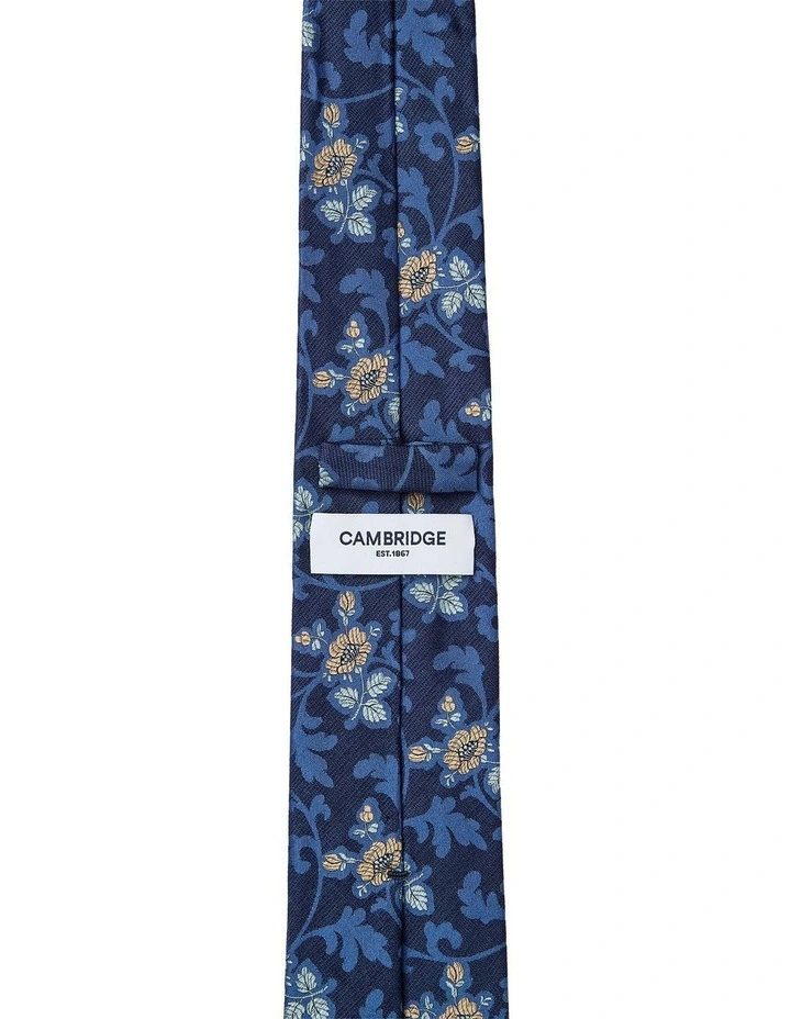 Vine Floral Silk Tie in Blue image 2