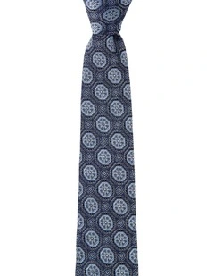 Octogon Foulard Silk Tie in Blue