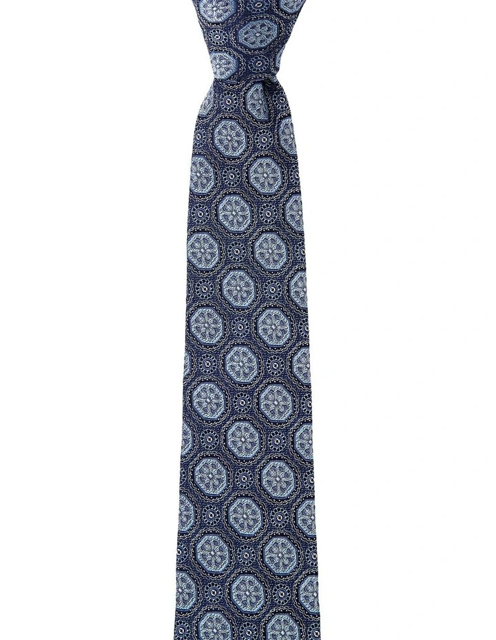 Octogon Foulard Silk Tie in Blue image 1