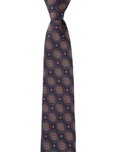 Octogon Foulard Silk Tie in Taupe