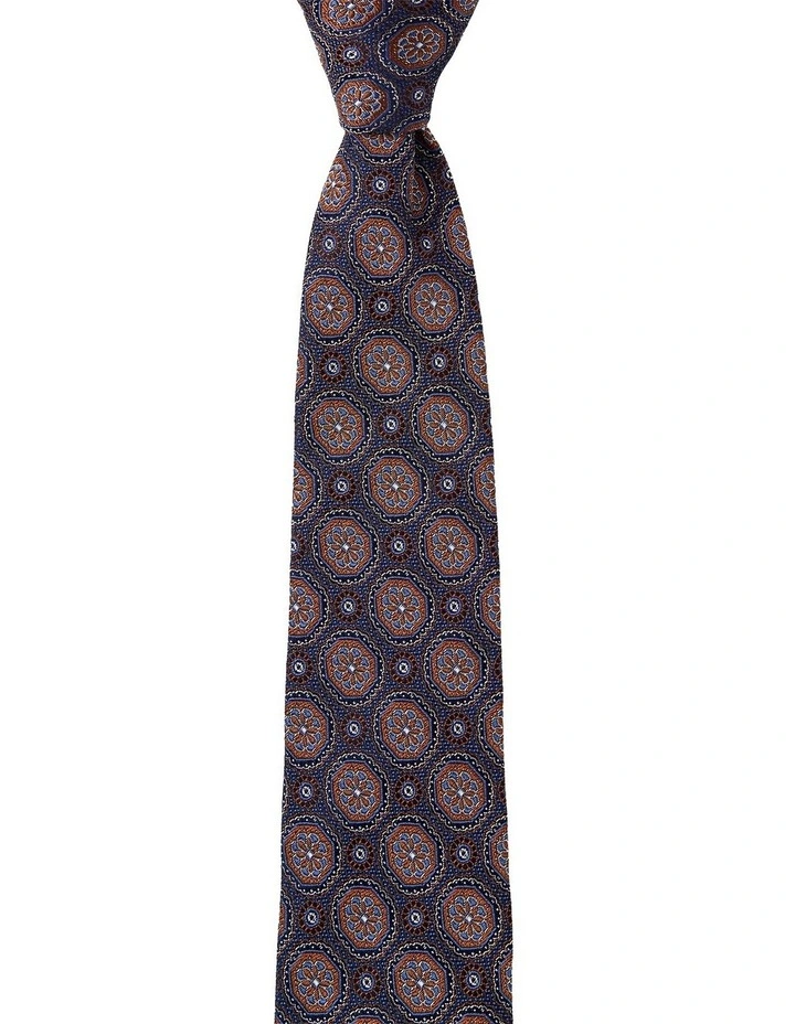 Octogon Foulard Silk Tie in Taupe image 1