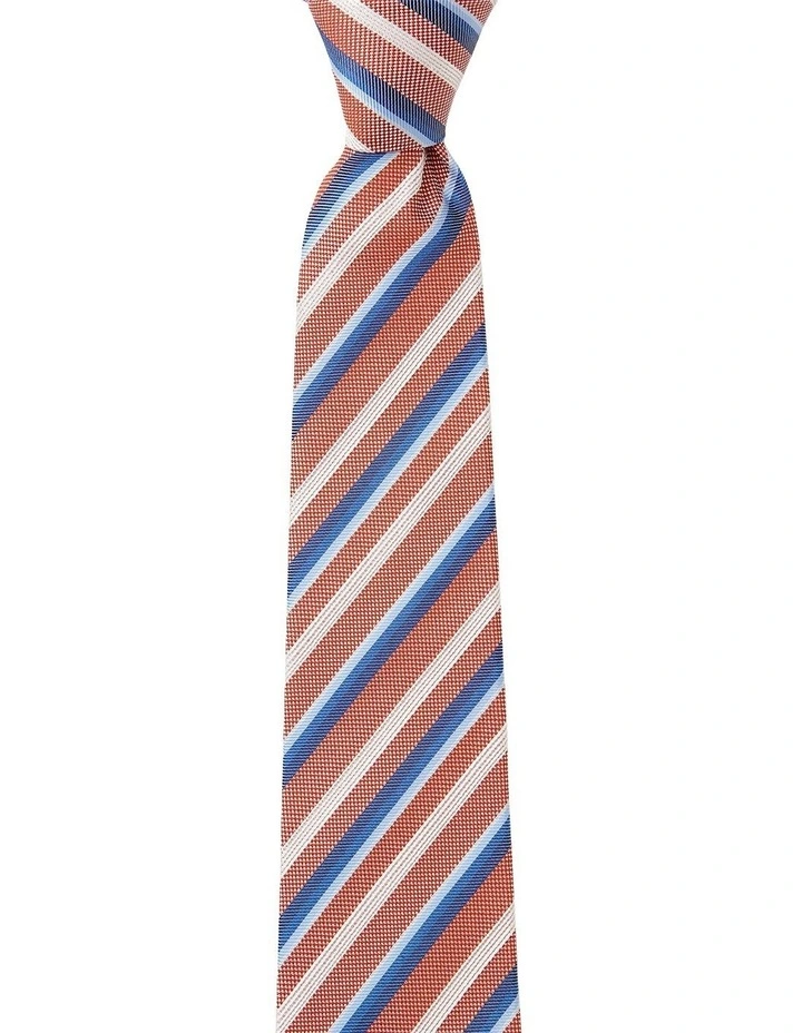 Multistripe Silk Tie in Rust image 1