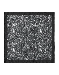 Royal Paisley Silk Pocket Square in Black