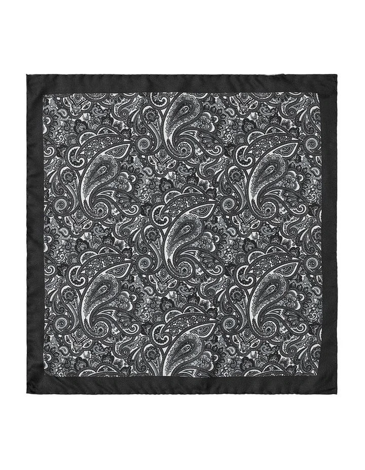 Royal Paisley Silk Pocket Square in Black image 1