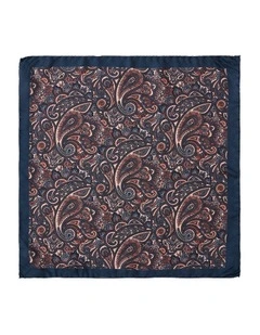 Royal Paisley Silk Pocket Square in Chocolate