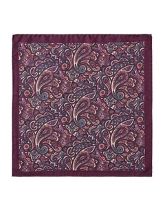 Royal Paisley Silk Pocket Square In Wine