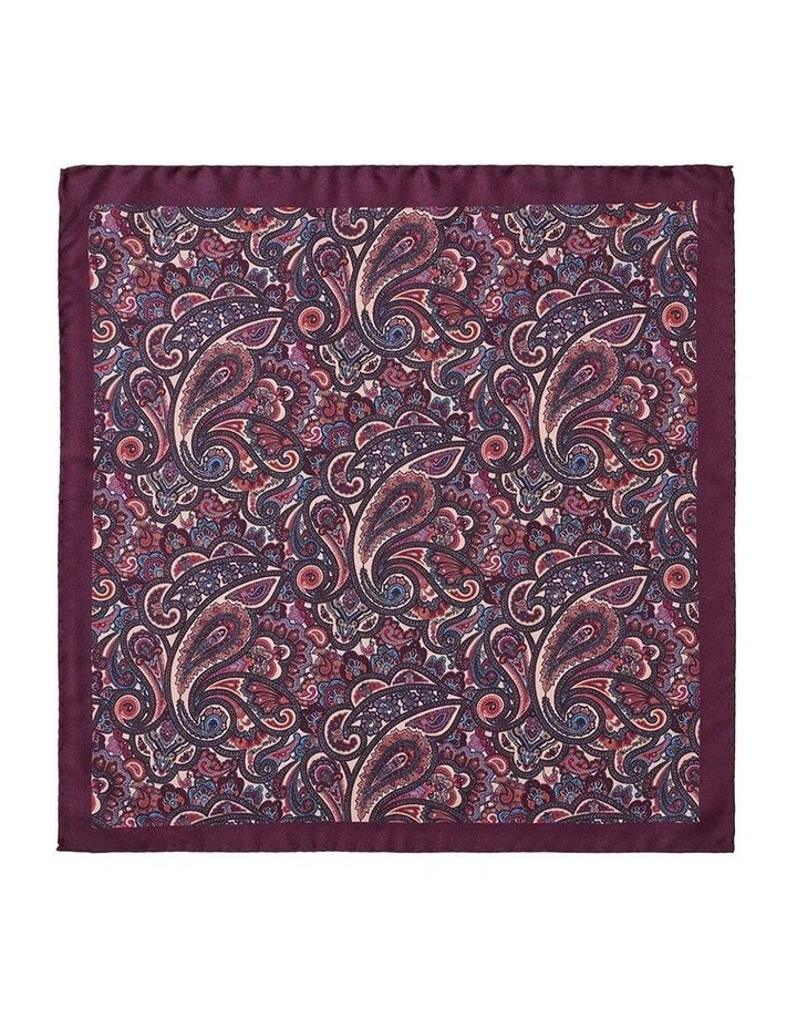 Royal Paisley Silk Pocket Square In Wine image 1