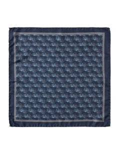 Papyrus Grass Silk Pocket Square in Navy