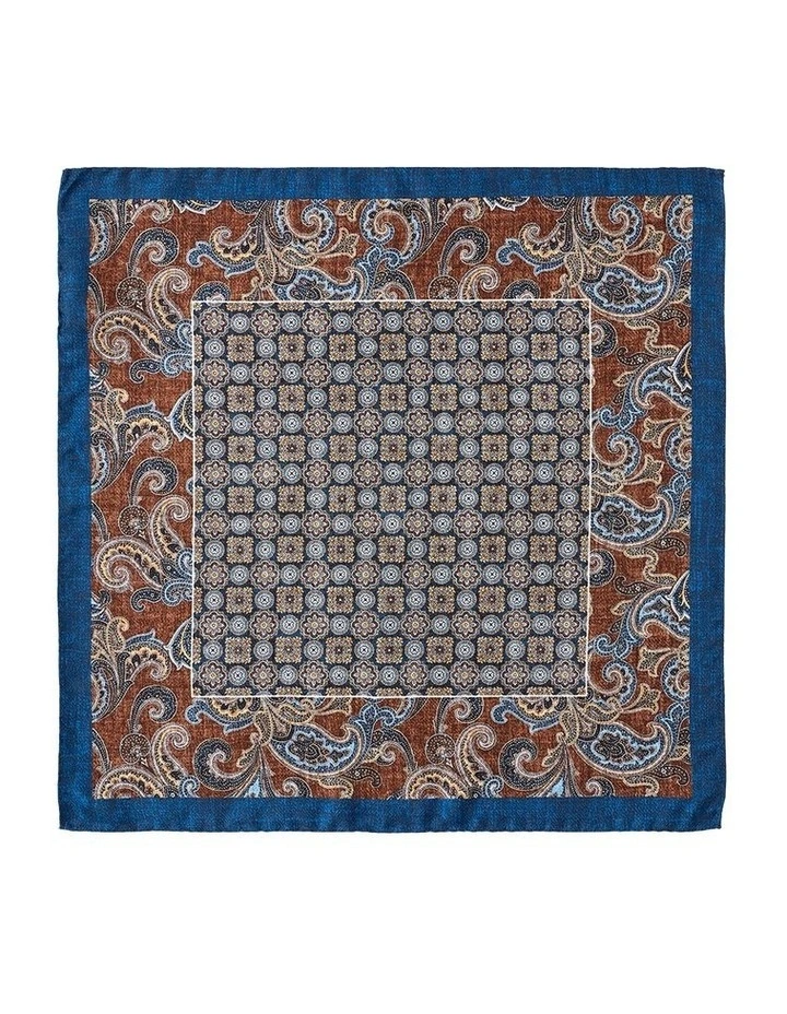 Foulard Paisley Silk Pocket Square in Chocolate image 1