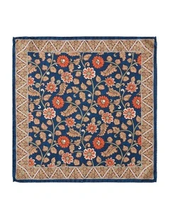 Floral Silk Pocket Square in Rust