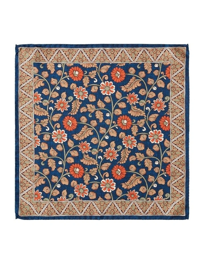 Floral Silk Pocket Square in Rust image 1