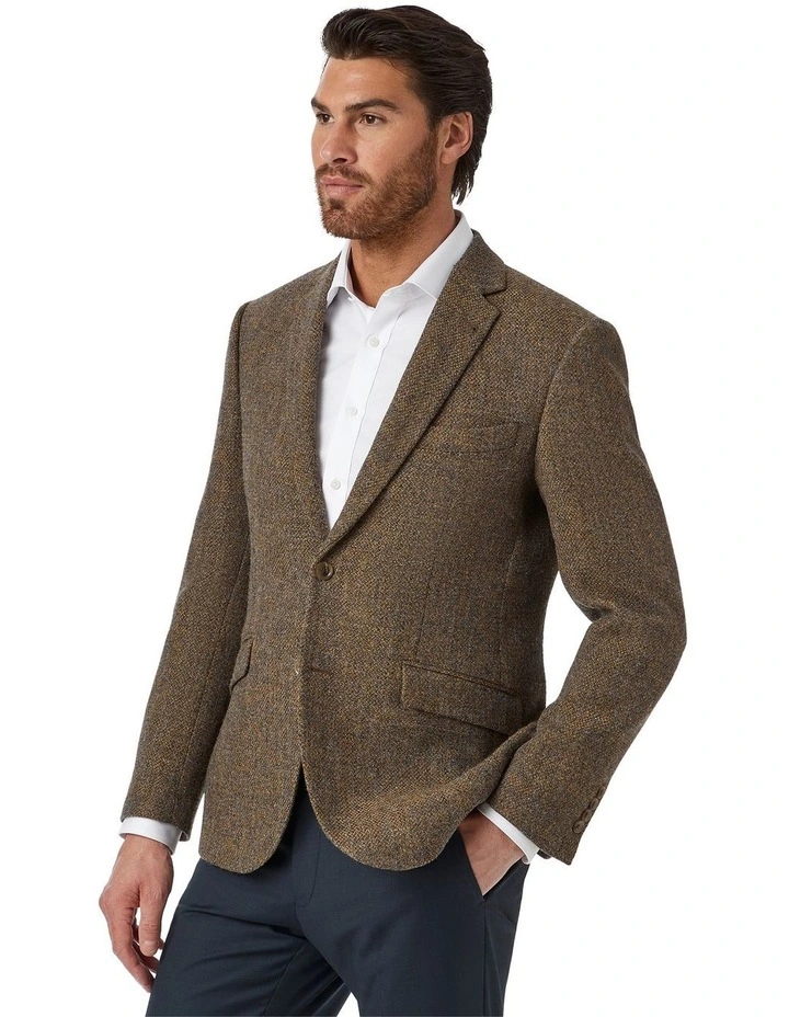 Harris Modern Fit Tweed Sports Jacket in Tobacco image 2