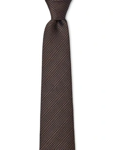 Textured Stripe Silk Tie In Chocolate