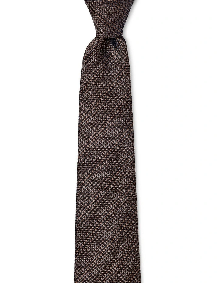 Textured Stripe Silk Tie In Chocolate image 1